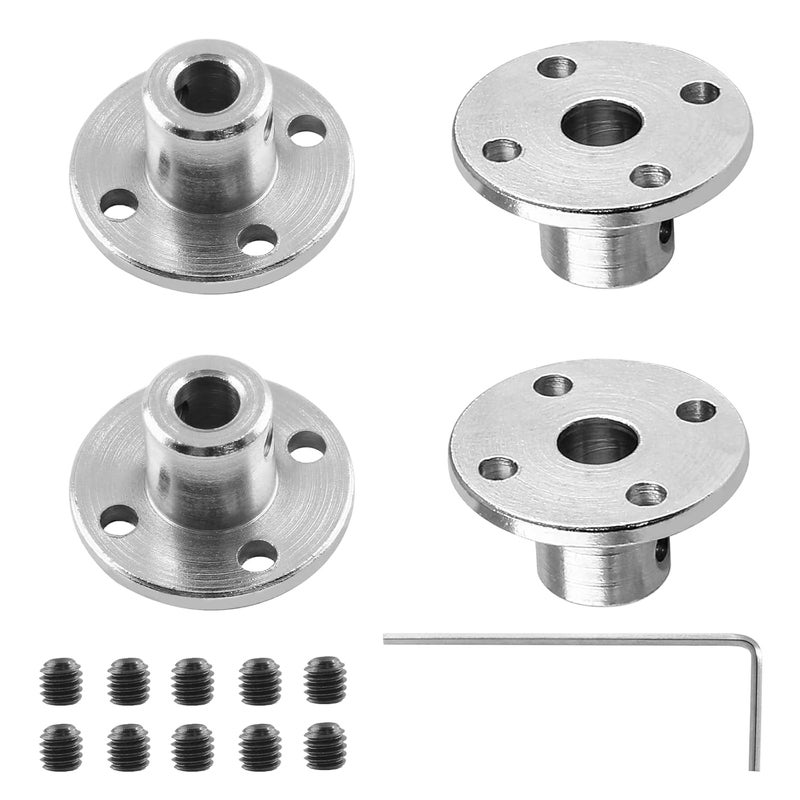Bivethoi 4 Pcs Rigid Flange Shaft Coupling, 5mm High Hardness Metal Guide Coupler, Bearing Fittings Motor Connector with Some M3 Fastening Screw 1 Pcs Hex Wrench for DIY Handmade Model - Image 1